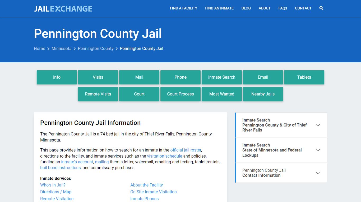 Pennington County Jail, MN Inmate Search, Information